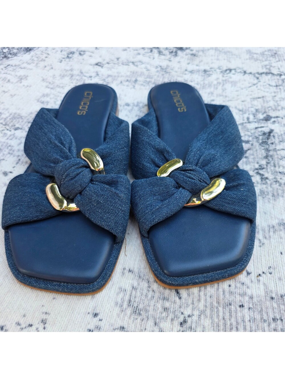 NWT Women's 8.5 Denim Chico's Amore knotted platform sandals